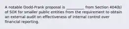 A notable Dodd-Frank proposal is __________ from Section 404(b) of SOX for smaller public entities from the requirement to obtain an external audit on effectiveness of internal control over financial reporting.