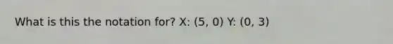 What is this the notation for? X: (5, 0) Y: (0, 3)