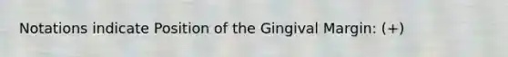 Notations indicate Position of the Gingival Margin: (+)