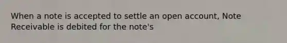 When a note is accepted to settle an open account, Note Receivable is debited for the note's