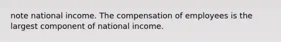 note national income. The compensation of employees is the largest component of national income.