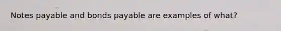 Notes payable and bonds payable are examples of what?