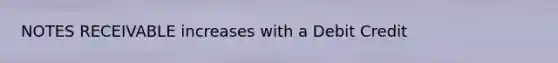 NOTES RECEIVABLE increases with a Debit Credit