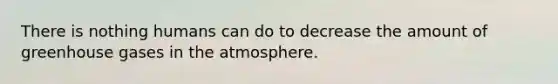 There is nothing humans can do to decrease the amount of greenhouse gases in the atmosphere.