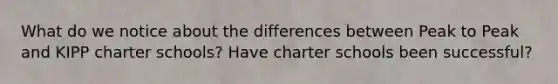 What do we notice about the differences between Peak to Peak and KIPP charter schools? Have charter schools been successful?