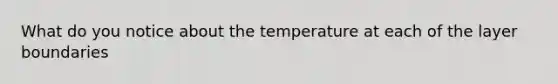 What do you notice about the temperature at each of the layer boundaries