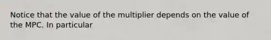 Notice that the value of the multiplier depends on the value of the MPC. In particular