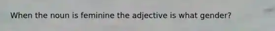 When the noun is feminine the adjective is what gender?