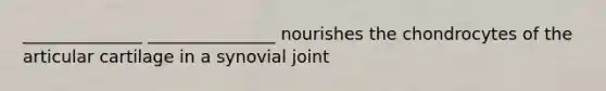 ______________ _______________ nourishes the chondrocytes of the articular cartilage in a synovial joint