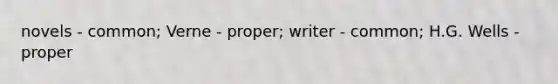 novels - common; Verne - proper; writer - common; H.G. Wells - proper
