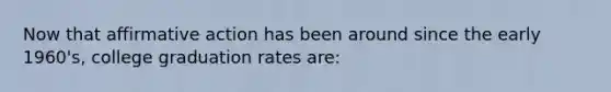 Now that affirmative action has been around since the early 1960's, college graduation rates are: