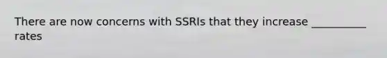 There are now concerns with SSRIs that they increase __________ rates