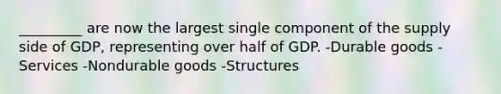 _________ are now the largest single component of the supply side of GDP, representing over half of GDP. -Durable goods -Services -Nondurable goods -Structures