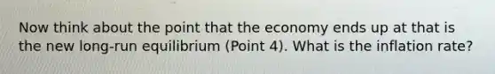 Now think about the point that the economy ends up at that is the new long-run equilibrium (Point 4). What is the inflation rate?