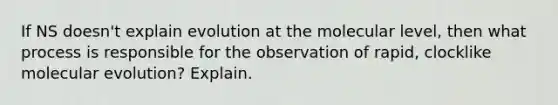 If NS doesn't explain evolution at the molecular level, then what process is responsible for the observation of rapid, clocklike molecular evolution? Explain.