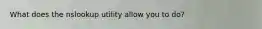 What does the nslookup utility allow you to do?