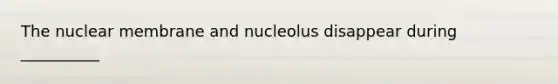 The nuclear membrane and nucleolus disappear during __________