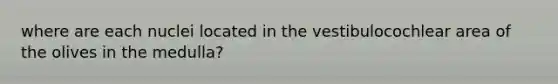 where are each nuclei located in the vestibulocochlear area of the olives in the medulla?