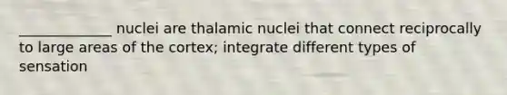 _____________ nuclei are thalamic nuclei that connect reciprocally to large areas of the cortex; integrate different types of sensation