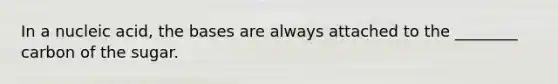 In a nucleic acid, the bases are always attached to the ________ carbon of the sugar.