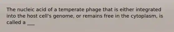 The nucleic acid of a temperate phage that is either integrated into the host cell's genome, or remains free in the cytoplasm, is called a ___