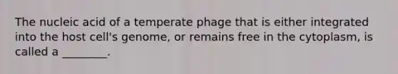 The nucleic acid of a temperate phage that is either integrated into the host cell's genome, or remains free in the cytoplasm, is called a ________.