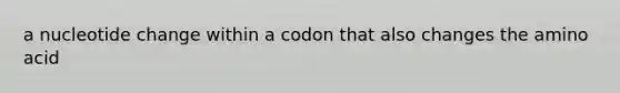 a nucleotide change within a codon that also changes the amino acid