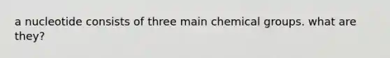 a nucleotide consists of three main chemical groups. what are they?
