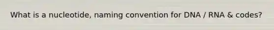 What is a nucleotide, naming convention for DNA / RNA & codes?