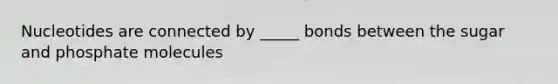 Nucleotides are connected by _____ bonds between the sugar and phosphate molecules