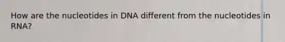 How are the nucleotides in DNA different from the nucleotides in RNA?