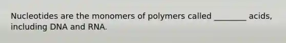 Nucleotides are the monomers of polymers called ________ acids, including DNA and RNA.