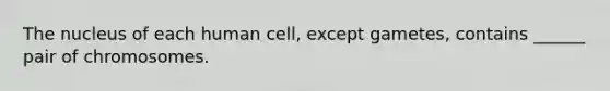 The nucleus of each human cell, except gametes, contains ______ pair of chromosomes.