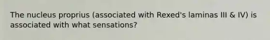 The nucleus proprius (associated with Rexed's laminas III & IV) is associated with what sensations?