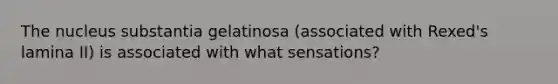 The nucleus substantia gelatinosa (associated with Rexed's lamina II) is associated with what sensations?