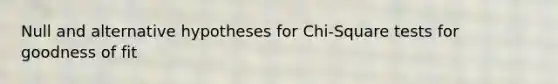 Null and alternative hypotheses for Chi-Square tests for goodness of fit