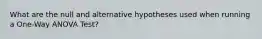 What are the null and alternative hypotheses used when running a One-Way ANOVA Test?