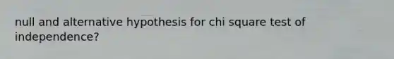 null and alternative hypothesis for chi square test of independence?