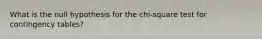 What is the null hypothesis for the chi-square test for contingency tables?
