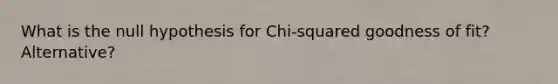 What is the null hypothesis for Chi-squared goodness of fit? Alternative?