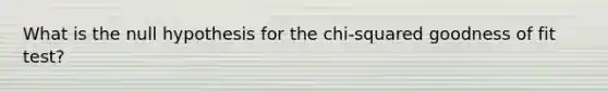 What is the null hypothesis for the chi-squared goodness of fit test?