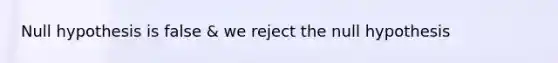 Null hypothesis is false & we reject the null hypothesis