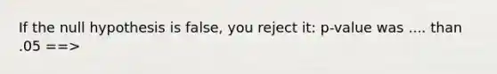 If the null hypothesis is false, you reject it: p-value was .... than .05 ==>