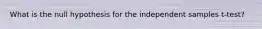 What is the null hypothesis for the independent samples t-test?