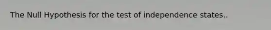 The Null Hypothesis for the test of independence states..