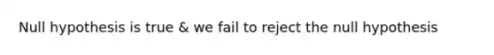 Null hypothesis is true & we fail to reject the null hypothesis