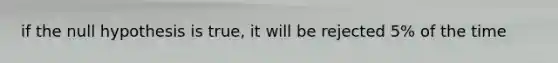 if the null hypothesis is true, it will be rejected 5% of the time