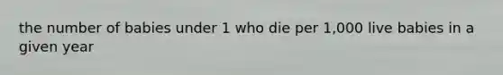 the number of babies under 1 who die per 1,000 live babies in a given year
