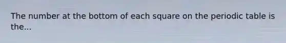 The number at the bottom of each square on the periodic table is the...