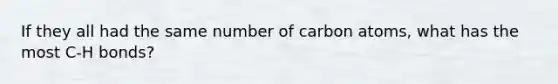 If they all had the same number of carbon atoms, what has the most C-H bonds?